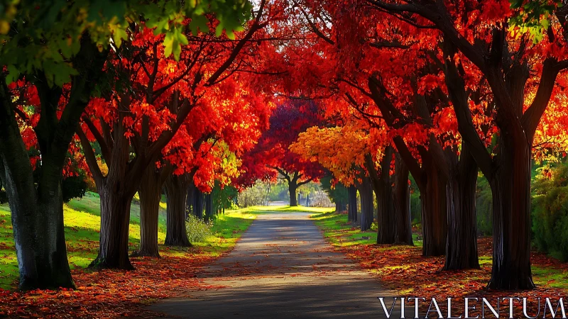 Golden autumn pathway welcomes a peaceful slow wander