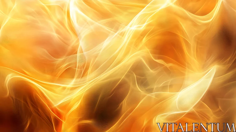 Abstract flowing waves in amber and orange tones.