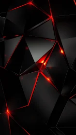 Geometric black polygon surface with red illuminated edges.