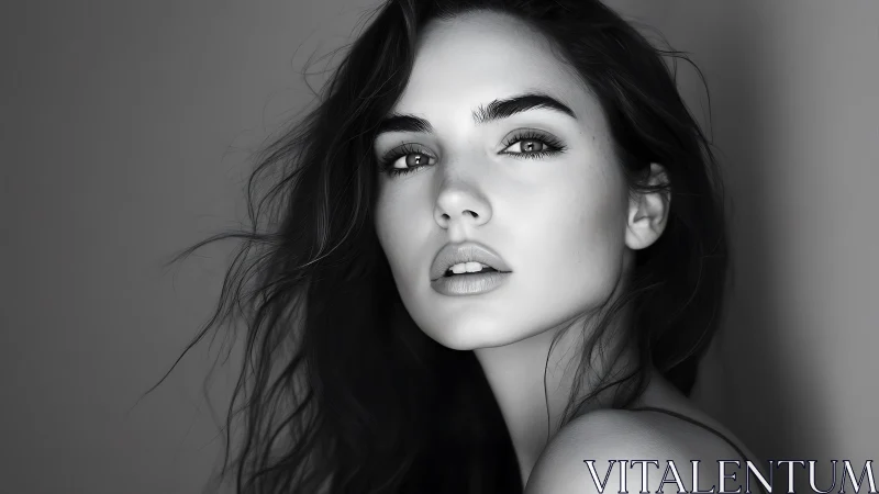 High contrast monochrome portrait with shallow depth and soft key light