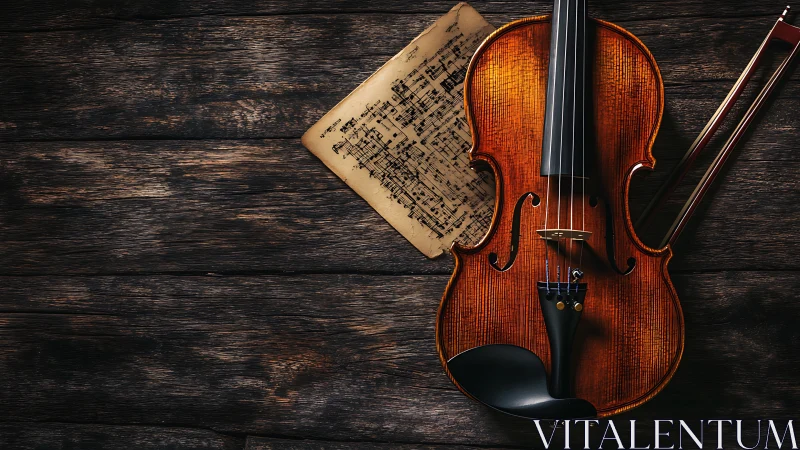 Weathered staff paper whispers beside a burnished violin