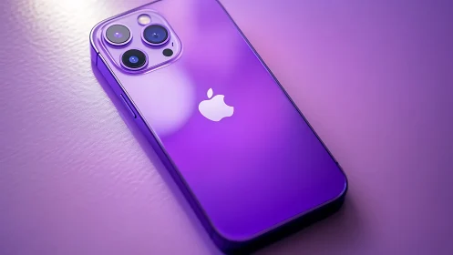 iPhone 14 Pro in Deep Purple on Textured Background