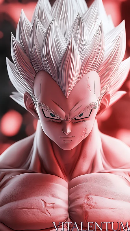 High-detail cel-shaded warrior portrait with hard rim lighting