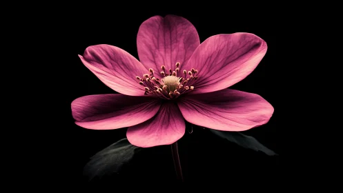 Pink Cosmos Flower in Bloom Against Dark Background