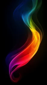 Graceful ribbon of rainbow light dances across the dark