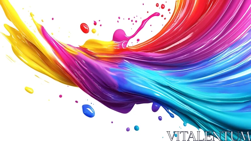 Multicolored liquid paint splash with curved flowing motion.