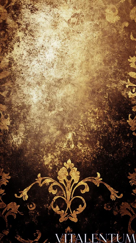 Vintage gold damask texture with distressed baroque flourishes.