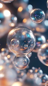 Hyperreal translucent bubbles render with cinematic bokeh lighting