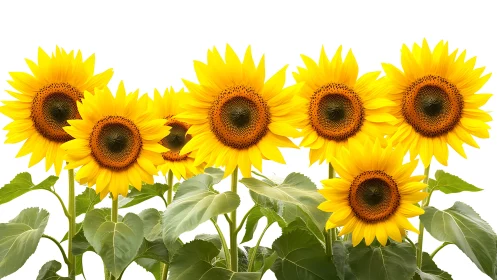 Six Golden Sentinels: Sunflowers Standing Tall in Radiant Glory.