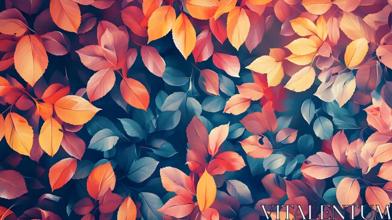 Color-saturated autumn foliage forms seamless abstract pattern