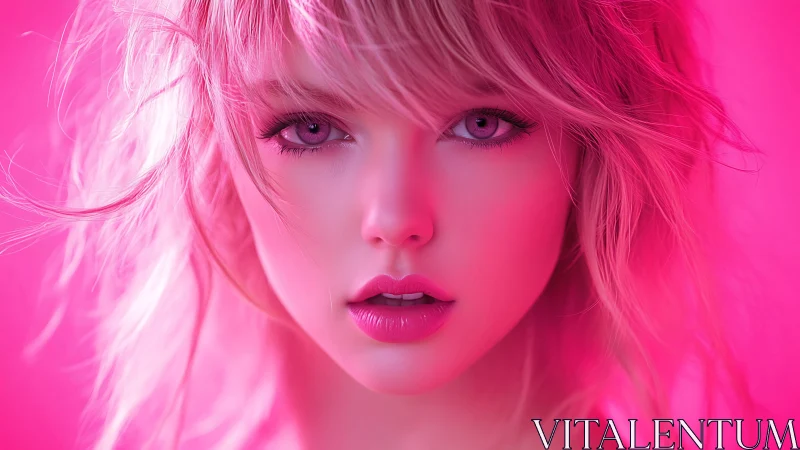 Neon pink close-up portrait with cinematic beauty lighting.