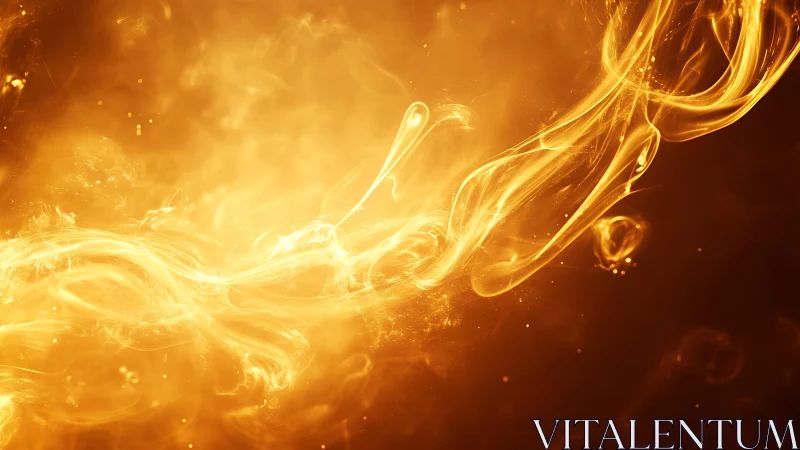 Abstract golden fire swirls in dynamic light art photography.