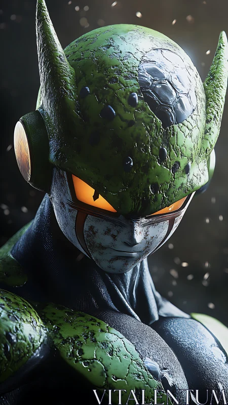 Hyper‑detailed insectoid bio‑armor portrait with cinematic rim lighting