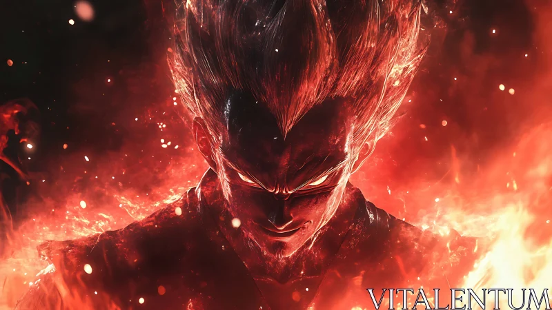 Flaming warrior portrait rendered with high-intensity digital lighting