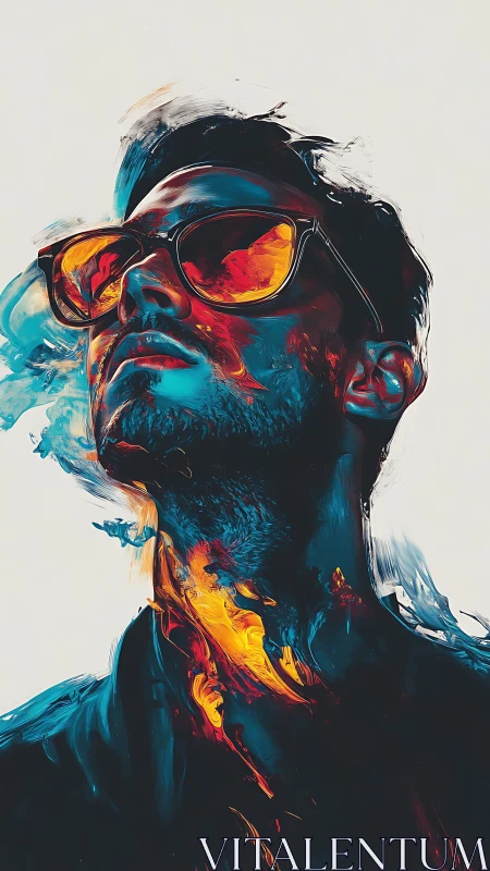 Neon-splashed portrait merges bold color and fluid motion.
