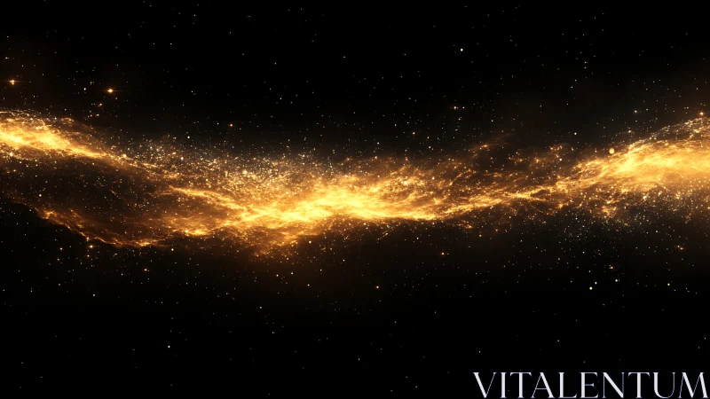 Golden stellar stream extends horizontally across dark space