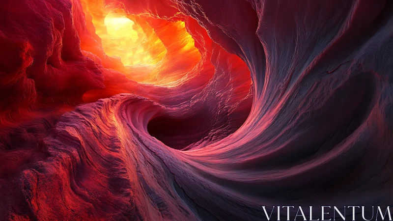 Molten canyon currents curl toward a blazing inner sunrise