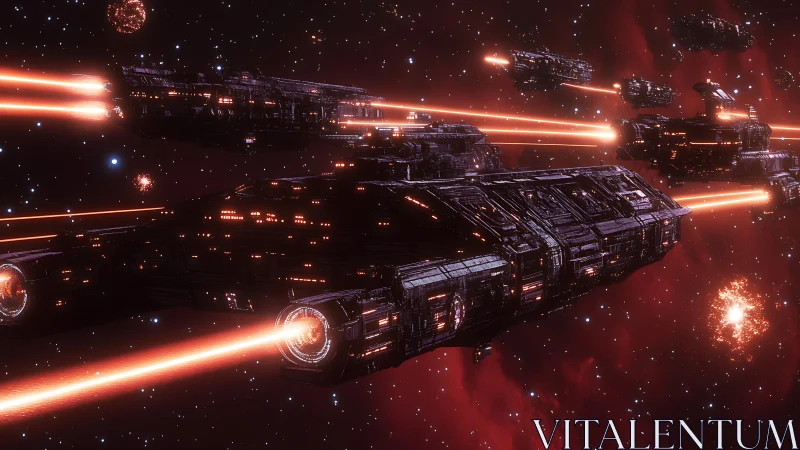 3D cinematic starfleet barrage with converging laser vectors.