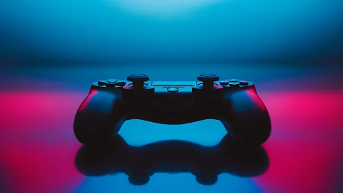 Neon Gaming Controller with Cyan and Magenta Backlighting.