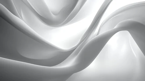 Flowing white abstract waves in smooth minimalist 3D style.