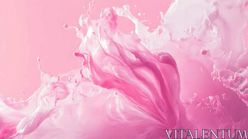 Dynamic Pink and White Liquid Splash in Abstract Digital Art.