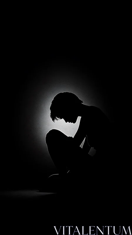 Quiet silhouette rests in soft light and gentle shadow contrast