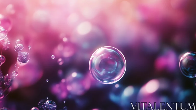 Iridescent soap bubble macro study in neon bokeh field