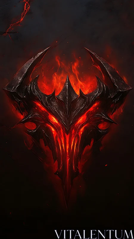 Infernal crown sigil blazing through volcanic midnight.