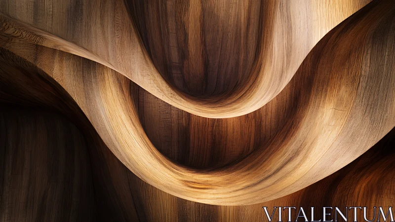 Curved timber waves carve a warm, sculptural wooden canyon.