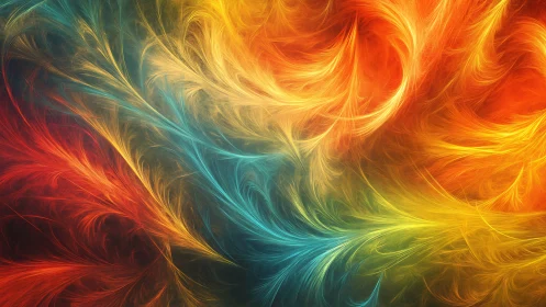 Radiant fractal plumes merge in dynamic multicolor vortex field