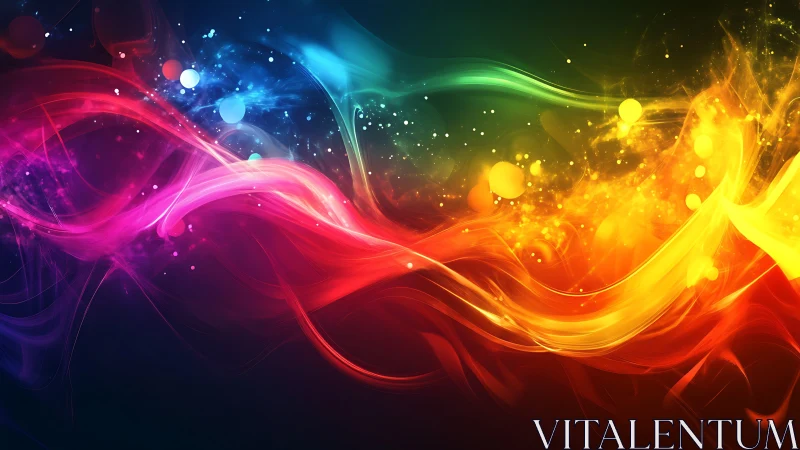 Vibrant flowing light waves in layered rainbow spectrum.