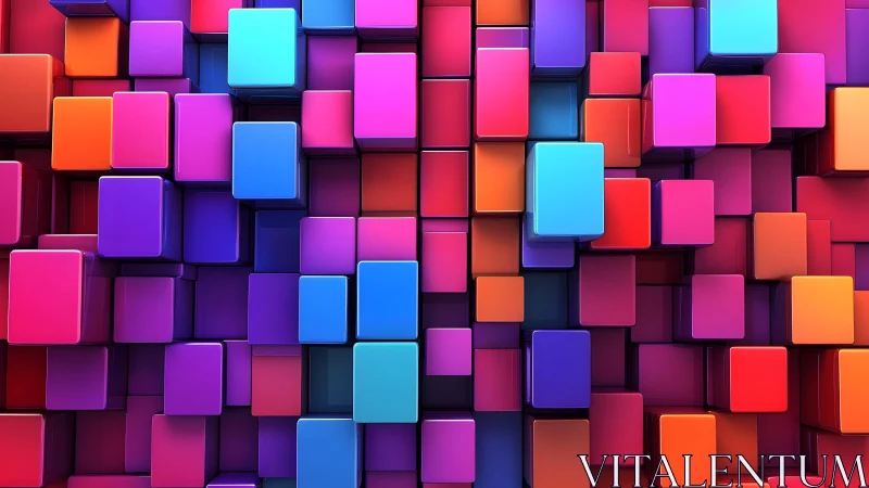 Vibrant 3D Cubes Abstract Art in Bold Neon Gradient Colors.