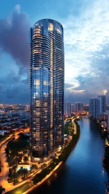 Luminescent Marina Tower Rises Where Water Meets Sky.