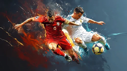 Dynamic soccer showdown captures explosive midfield clash