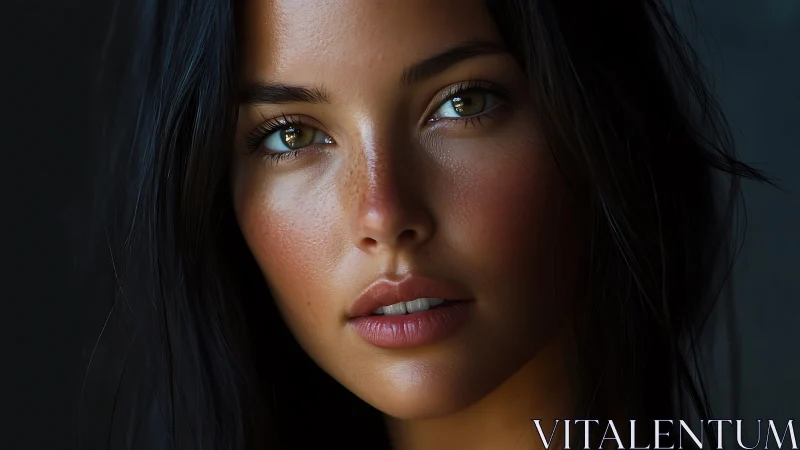 Soft directional lighting defines hyperrealistic female portrait skin