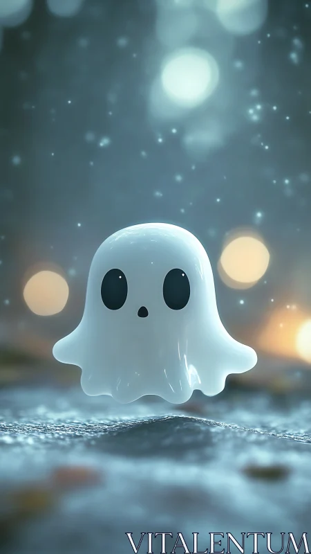 Gentle little ghost drifts softly through a dreamy night