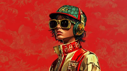 Digital painting portrait of urban streetwear youth icon.