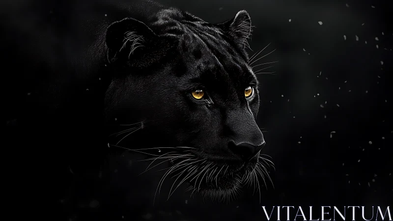 Black Panther Portrait: Luminous Golden Eyes Against Darkness.