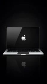 Silver laptop floats like a spotlighted idea in the dark