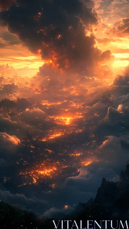 Apocalyptic Sky Ablaze With Cosmic Fire and Wonder