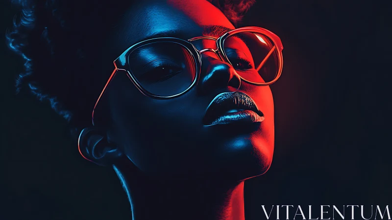 Neon rim-lit portrait renders futuristic confidence in profile