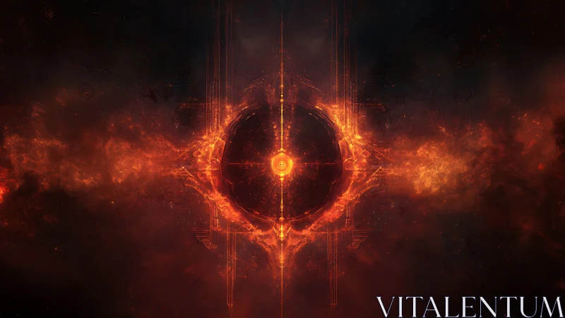 Fiery cosmic sphere radiates symmetrical energy in space