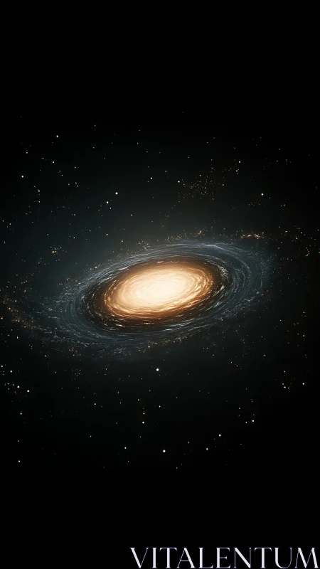 Spiral galaxy with bright central core on dark star field.