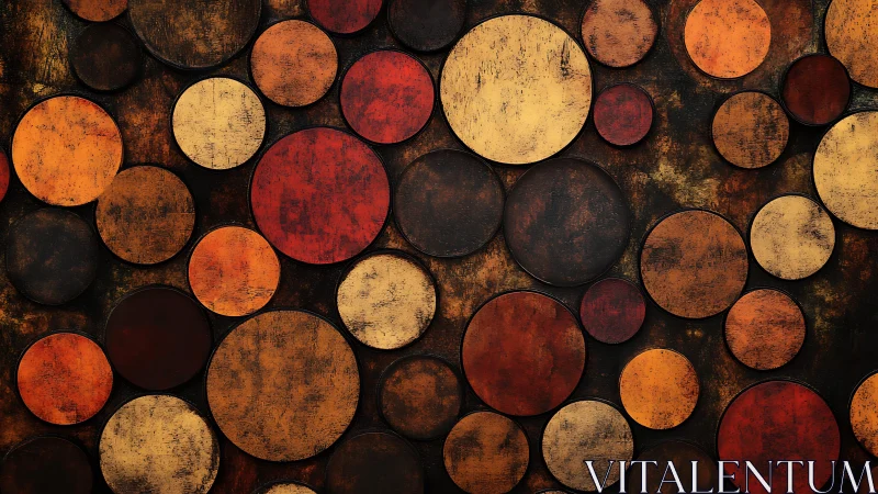 Vintage Abstract Circles Wall Art in Warm Rustic Colors.