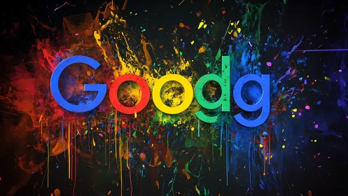 Color-splashed tech logo reimagined with neon paint bursts.