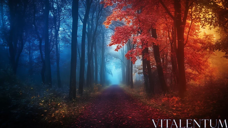 Where Seasons Collide: Autumn's Fiery Dance with Winter's Blue Dream.