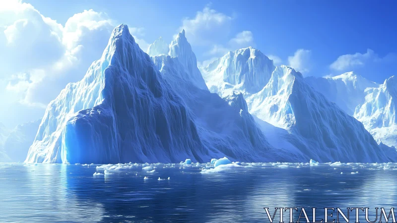 Cathedral of Blue Ice Rising from Polar Mirror Seas.