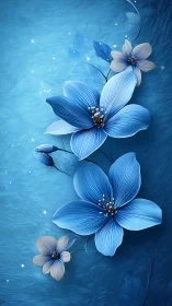 Blue Flowers on Textured Background.