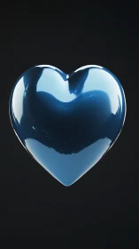 Glossy Glass Heart Shape Against Dark Atmospheric Background