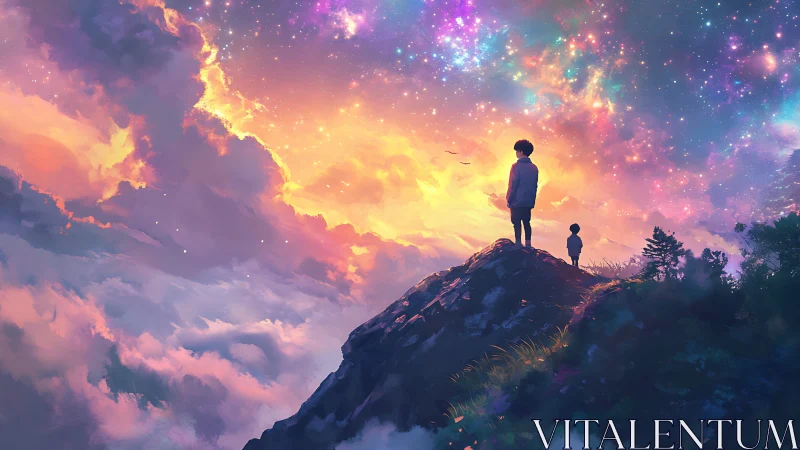 Stargazing children turn twilight clouds into wandering worlds